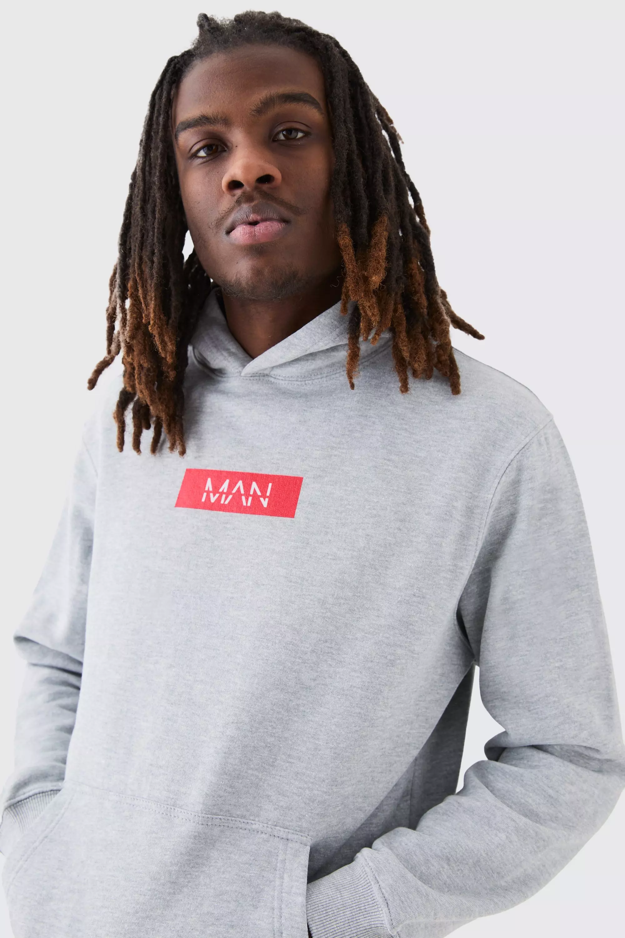 Boohooman hoodie with best sale man print in white